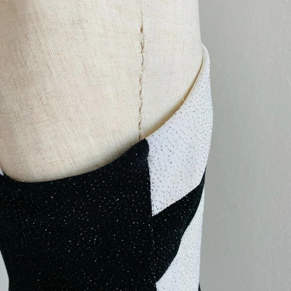 Vintage 90s Cache Halter Sparkle Black & White Formal Dress - Picture 12 of 16